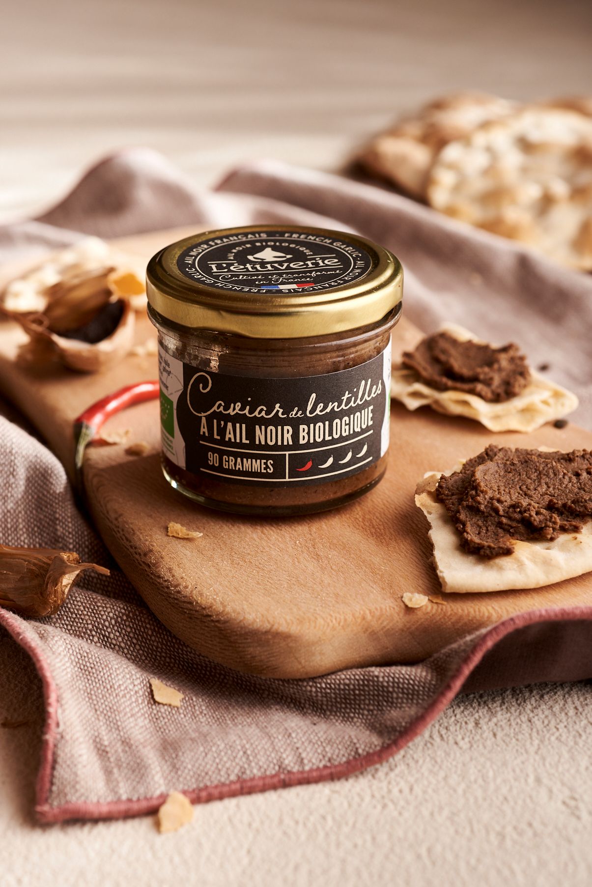 Caviar de lentilles à l'ail noir bio